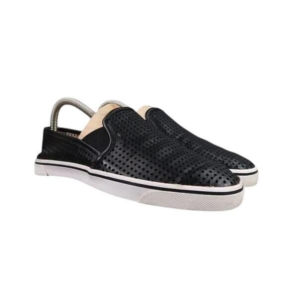 Dolce Vita Shoes Womens 5 Sneakers Slip On Fashion Casual Perforated Black Flats - Picture 1 of 12